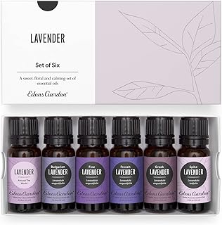 Edens Garden Lavender Essential Oils 6 Set – 100% Pure Therapeutic Grade Aromatherapy for Stress Relief, Calming & Home Diffusers – Natural, Vegan & Fragrance Oil Free Floral Scents, 10 ml/ 6 Pack