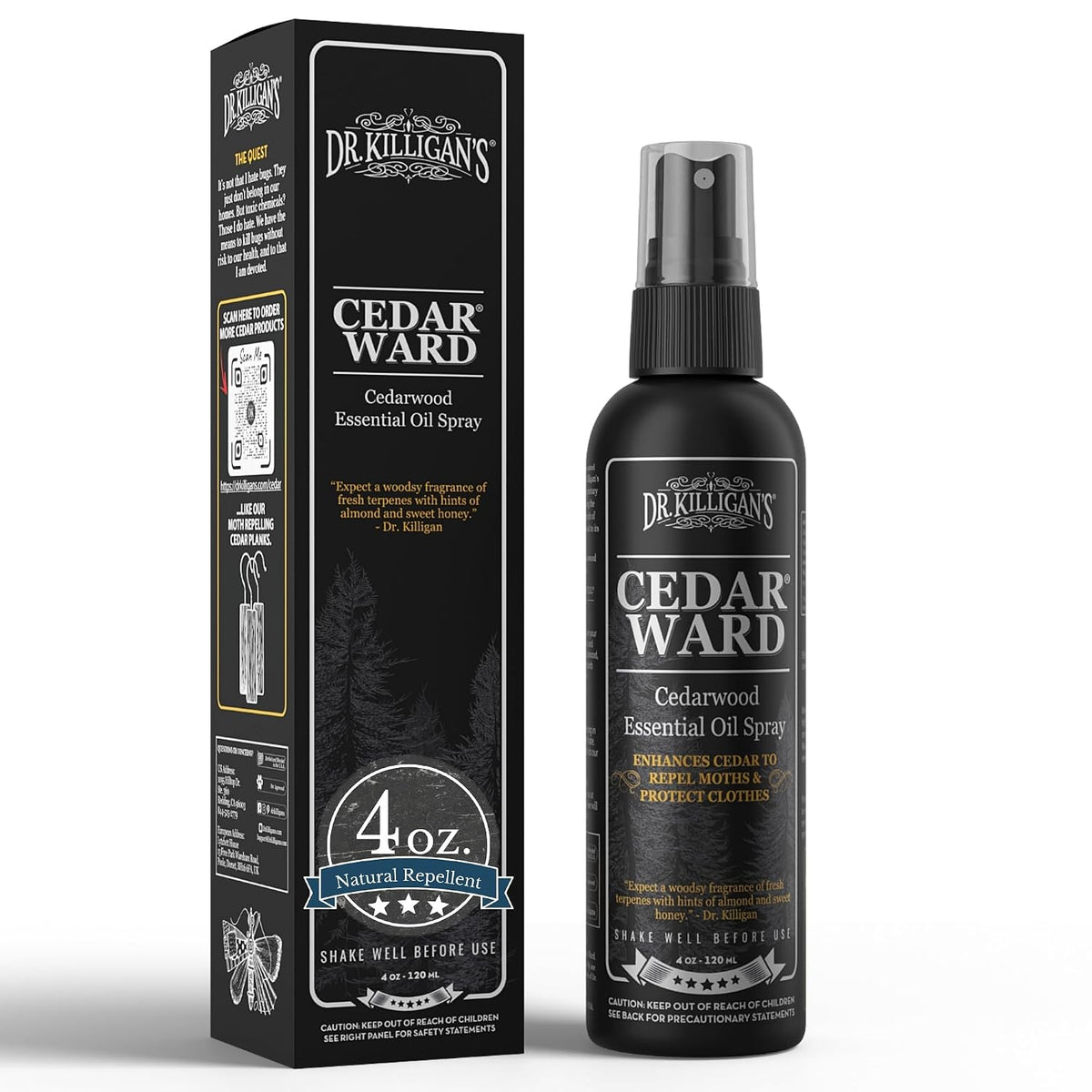 Dr. Killigan’s CedarWard Spray - 4 fl. oz. - Natural Cedar Oil Formula Restores Scent to Cedarwood Accessories