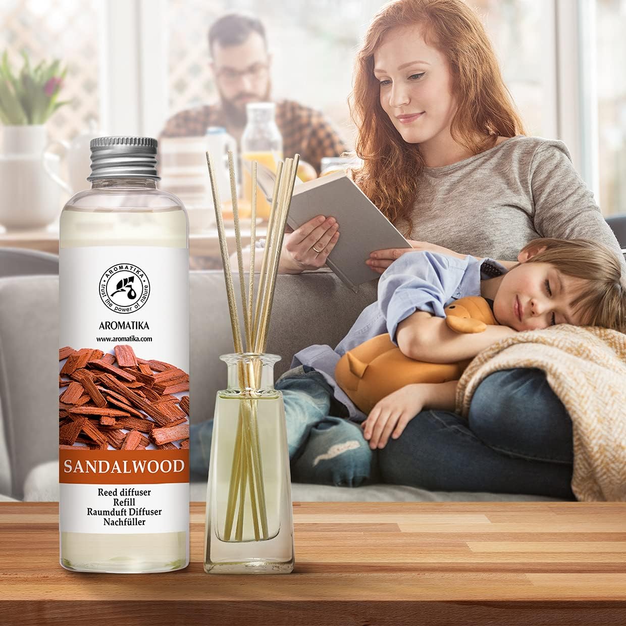 Reed Diffuser Refill Sandalwood 6.8 Fl Oz - 200ml - Room Diffuser Refill - Home Fragrance - Scented Diffuser - Fresh Fragrance - Aromatherapy - Air freshener - Fresh and Long Lasting Fragrance
