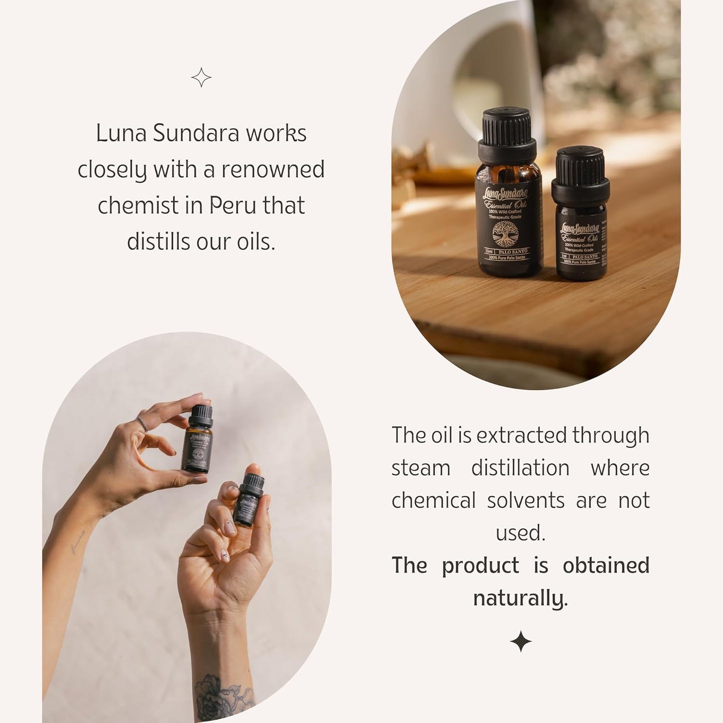 Palo Santo Essential Oil 0.5 oz, 100% Pure and Undiluted, Natural Aromatherapy Oil for Diffuser, Meditation and Relaxation, Sustainably Sourced from Peru, Luna Sundara