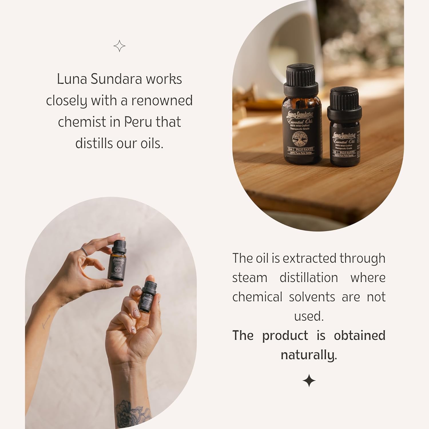 Palo Santo Essential Oil 0.5 oz, 100% Pure and Undiluted, Natural Aromatherapy Oil for Diffuser, Meditation and Relaxation, Sustainably Sourced from Peru, Luna Sundara