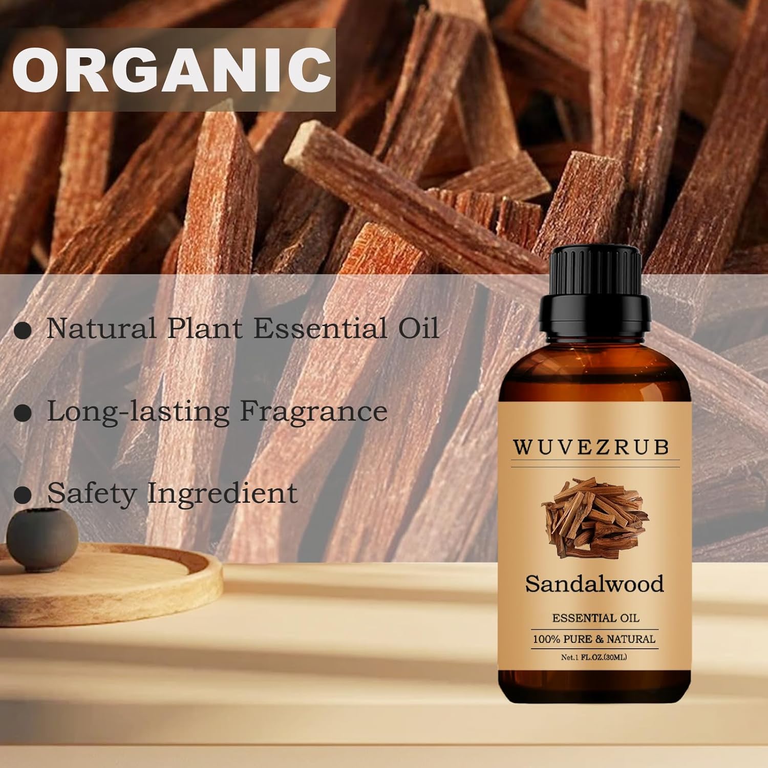 Sandalwood Essential Oils, 30ML Pure and Natural Essential Oil for Aromatherapy Diffuser - Sandalwood /1 Fl Oz
