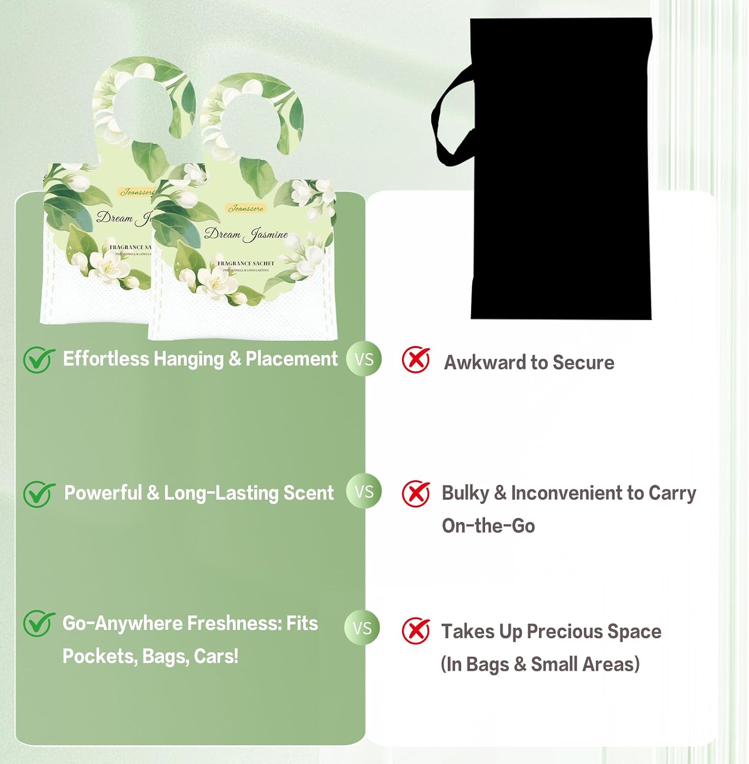 15 Packs Scented Sachets Bag for Drawers and Closets, Home Fragrance Sachet, Long-Lasting Hanging Closet Deodorizer Smell Goods for House (Dream Jasmine)