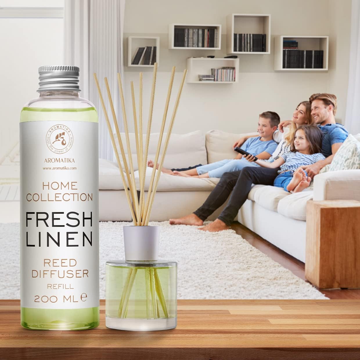 Reed Diffuser Refill Fresh Linen 6.8 Fl Oz (200ml) - Room Diffuser Refill - Home Fragrance - Scented Diffuser - Fresh Aroma - Room Fragrance - Scented Diffuser