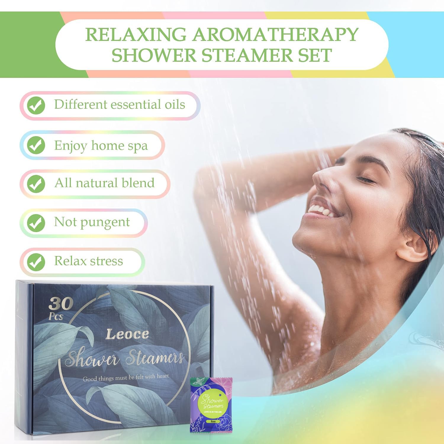 leoce Shower Steamers Multi-Quantity Packed Women/Men Gift Set Aromatic Shower Bombs, Individually Wrapped Tablets for Mother's Day & Anniversaries (15pcs)