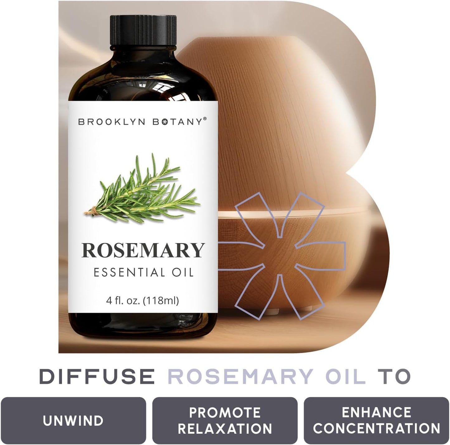 Brooklyn Botany Clove & Rosemary Essential Oils – 4 Fl Oz (Pack of 2) – 100% Pure & Natural – Stimulating & Herbal Aromatherapy Blend