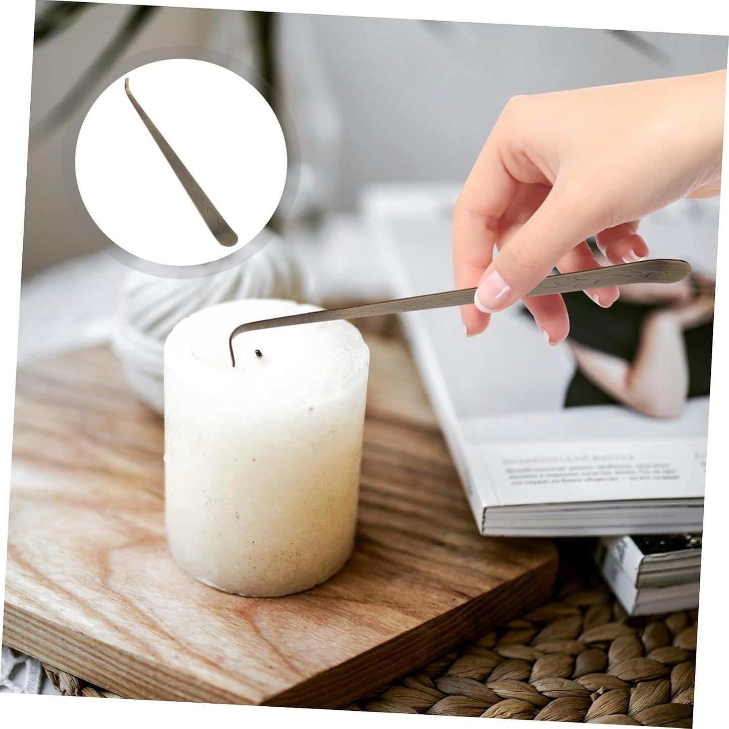 HEALLILY Stainless Steel Candle Tool Set Long Handle Candle Dipper Wick Hook Extinguisher for Home Use Aromatherapy Accessories