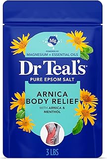 Dr Teal's Arnica Body Relief Epsom Salt Magnesium Soak with Menthol & Essential Oils, Muscle Recovery, 3 lbs