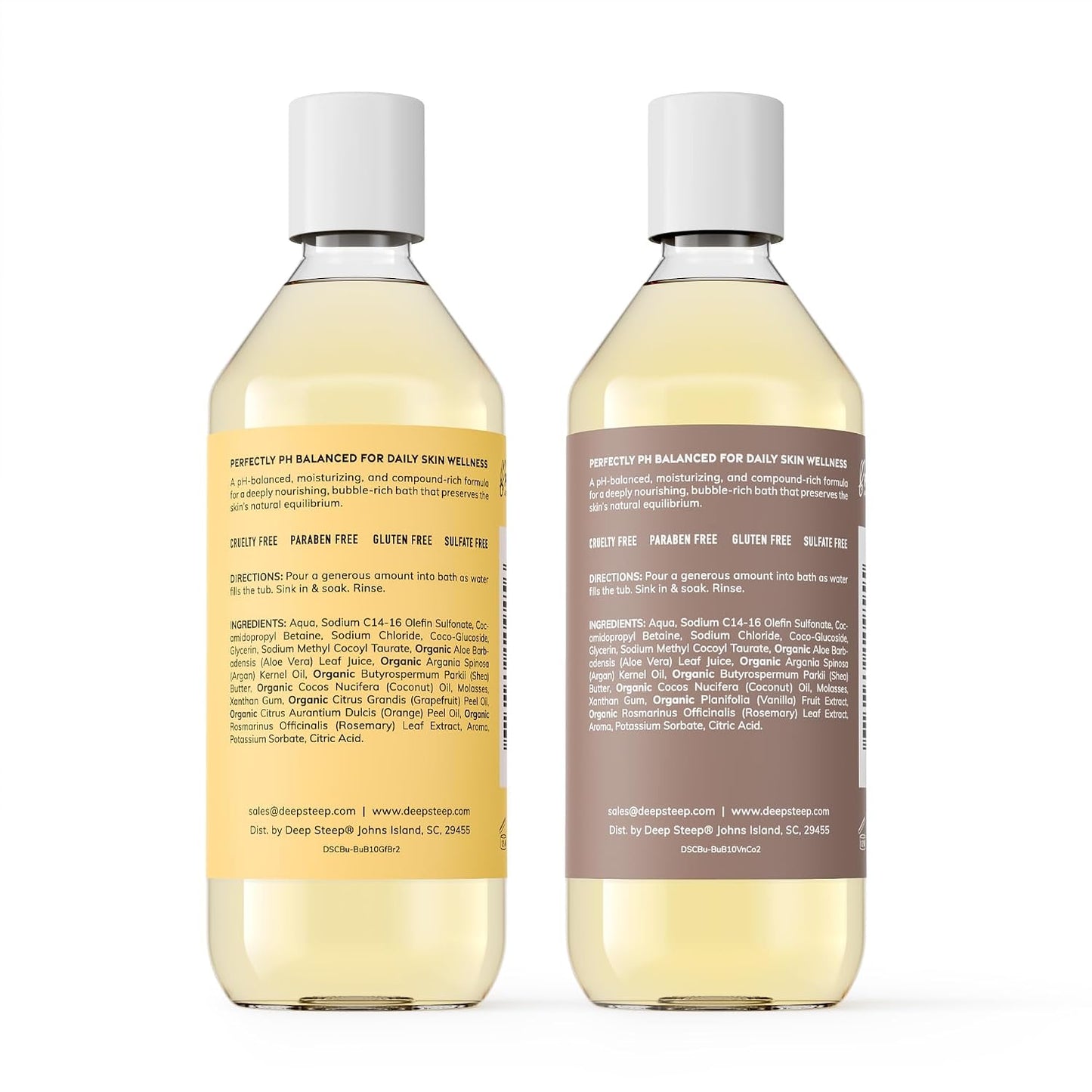 Deep Steep Bubble Bath, 10oz (2 Pack) (10 Fl Oz (Pack of 2), (Best Sellers) (Grapefruit Bergamot & Vanilla Coconut)