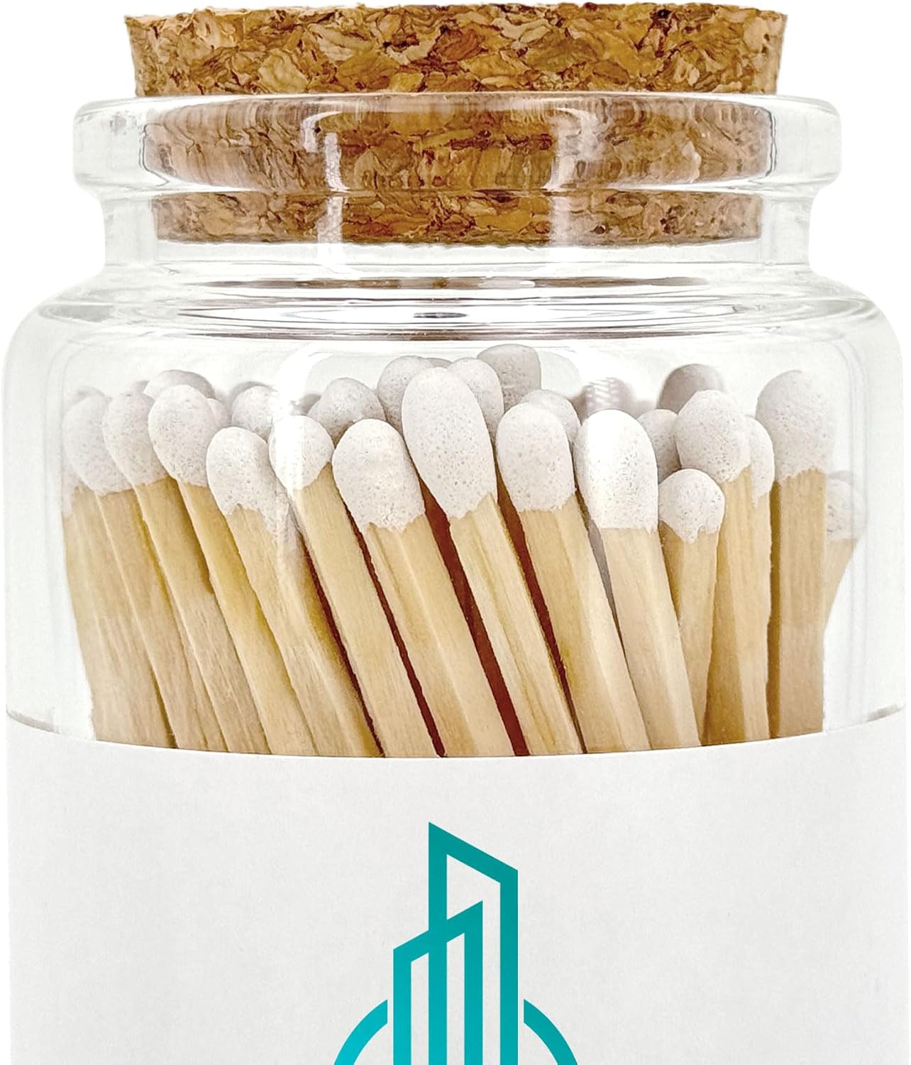 Custom Wooden Matches in a Jar with Striker - Realtor Swag, Real Estate Agent Marketing - Personalized Matches Bulk with Your Logo, Long Matches in Apothecary Glass Jar, Approx. 80 Safety Matches