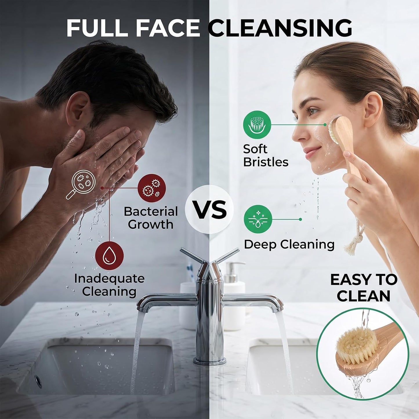 Dry Brush for Face Wooden Facial Brush | Cleansing Exfoliating Face Brushes Wood Handle Facial Cleanser for Skin Care Body Cleaning Exfoliating Neck Chest Nails