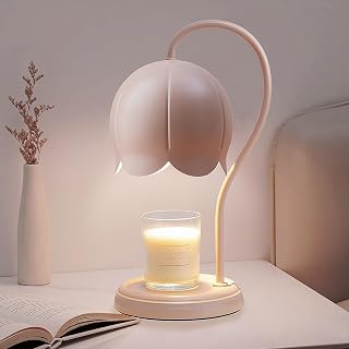 Cute Pink Flower Candle Warmer Lamp with Timer Dimmable, Bedroom House Office Aesthetic Living Girls Room New Home Decor, Christmas Birthday Gifts for Women Mom, Large Bedside Table Scented Wax Lamps