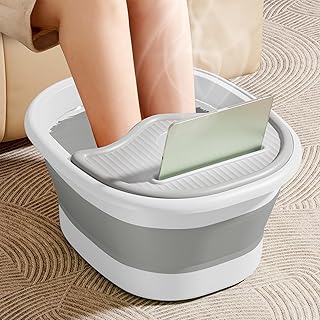 Collapsible Foot Bath Basin Foot Soaking Tub with Lid, Mobile Phones and Tablets Slot, Massage Collapsible Bucket Basin for Soaking Feet Wash Basin Small Bucket Footbath