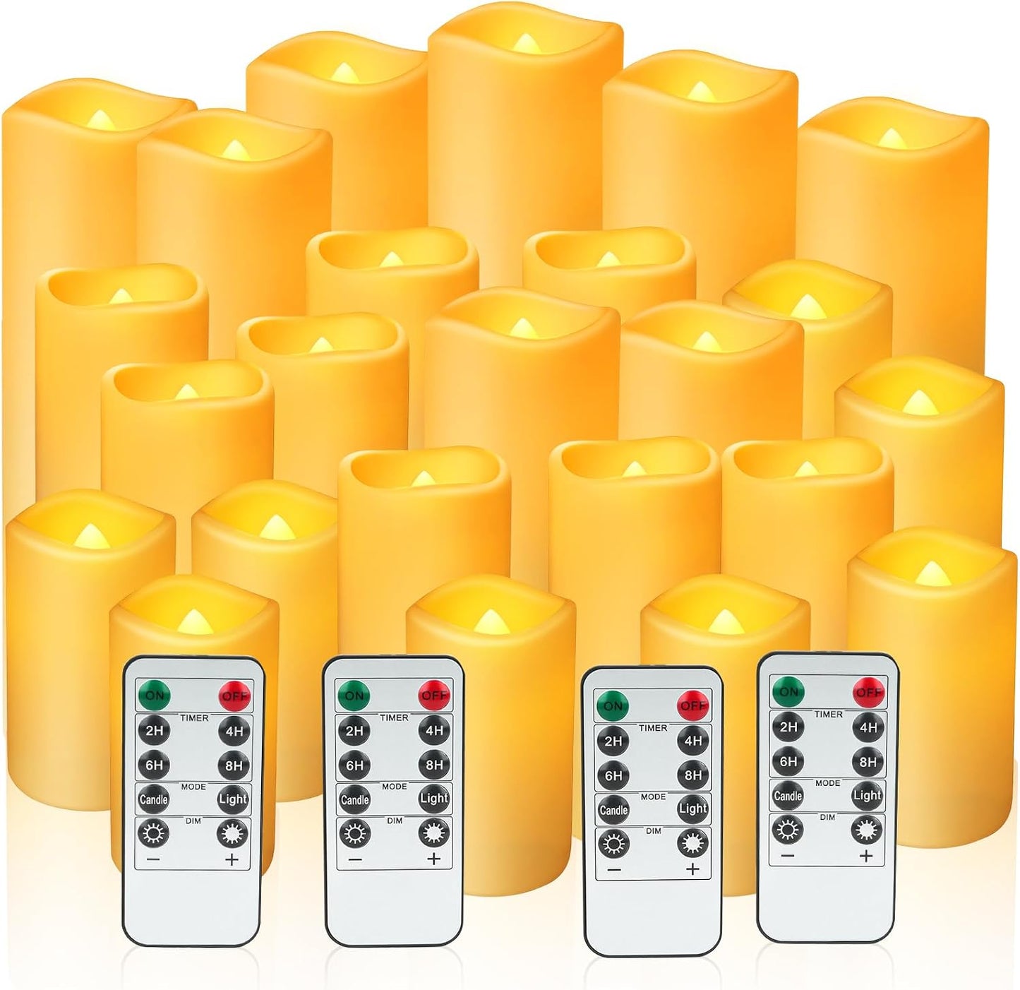 24pcs Flameless Candles with Remote Timer,Waterproof Outdoor LED Candles with Battery Operated(D 2.2” x H 4”/5”/6”),Warm Flickering Glow for Cozy & Romantic Home Décor/Wedding/Halloween/Festiv