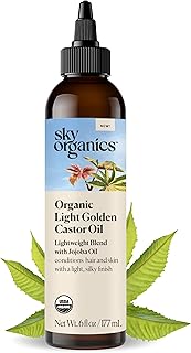 Sky Organics - Organic Light Golden Castor Oil (6 fl oz/177 mL) Conditions Hair, Skin, Brows, Scalp - Castor Oil Organic - Jojoba, Safflower Seed, Sweet Almond - Vegan, Cruelty Free, Beauty, Hair Care