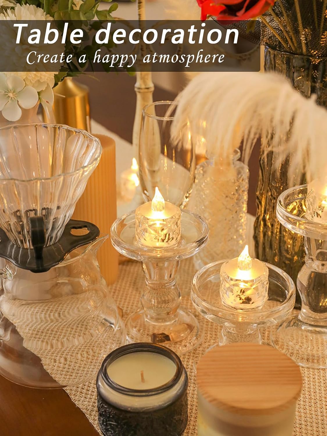 12 Pcs Flickering Flameless Candle Battery Tea Lights for Weddings | For Weddings