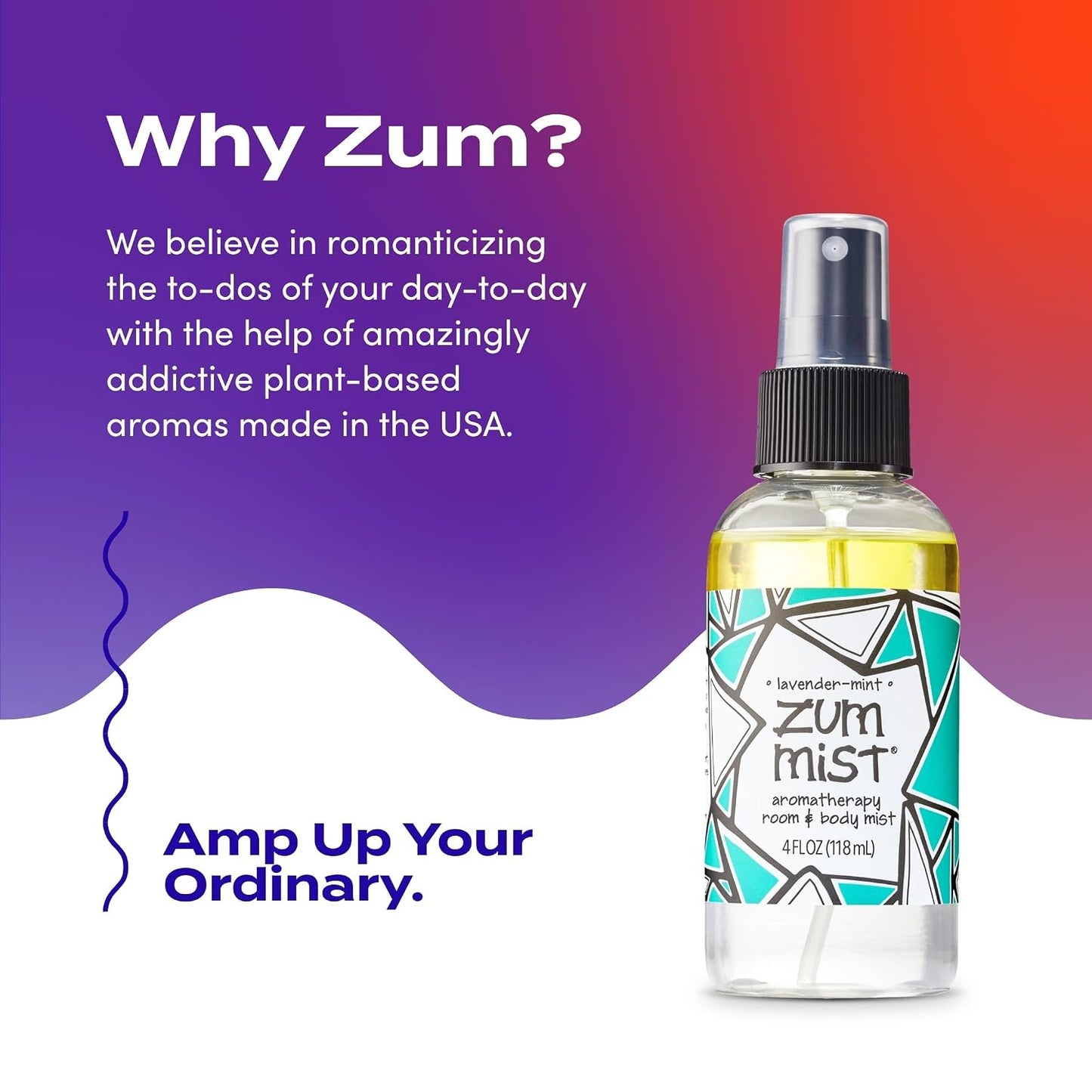 Indigo Wild Zum Mist Room & Body Spray - Aromatherapy Essential Oil Spray - Natural Body Mist & Room Spray - Lavender-Mint Scent - 4 fl oz
