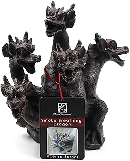 Hosley Resin Dragon Décor Statue Incense Cone Burner 8.5 Inch High, Ideal for Aromatherapy and Fantasy Décor Discover Mystical Elegance, Home Décor, Office, Spa