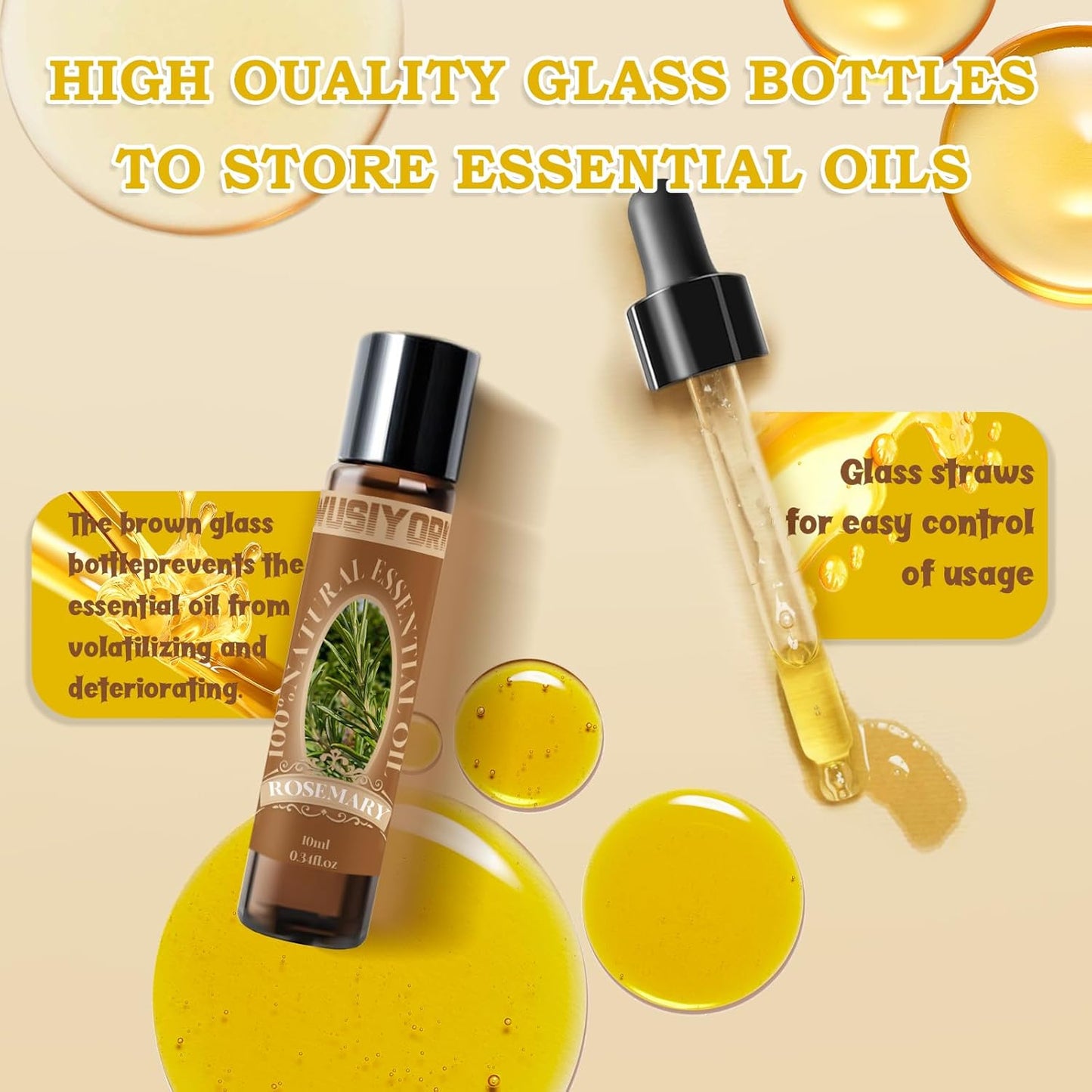 Rosemary Essential Oil 10ML - 100% Pure and Natural Therapeutic Grade Oils for Aromatherapy Diffuser - 0.34 Fl Oz/Rosemary