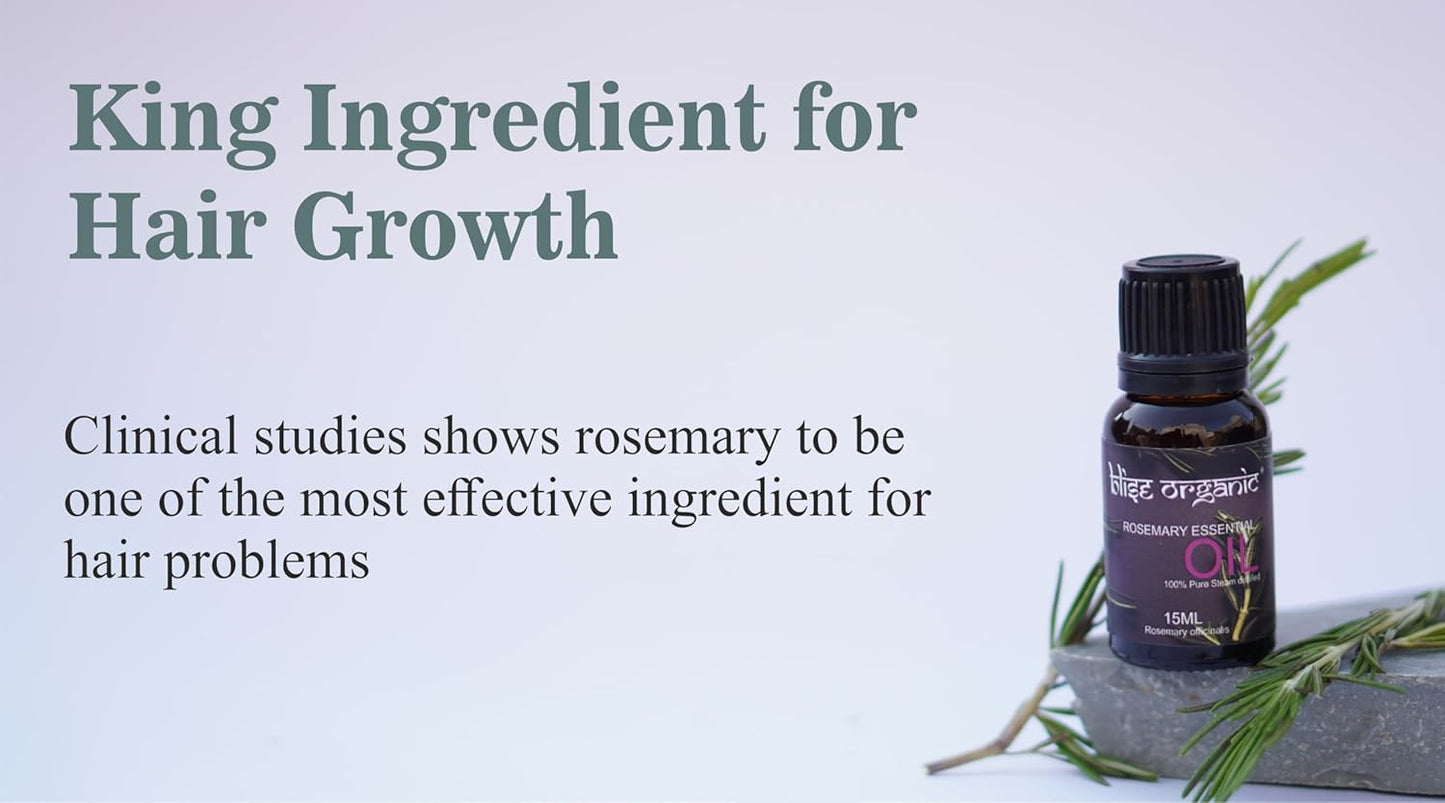 Blise organic Rosemary Essential Oil -100% Pure and Naturals for Hair Fall Control and Hair Growth, Undiluted, Natural Aromatherapy for Diffuser, Therapeutic Grade 15 mL (0.5 oz), Non GMO