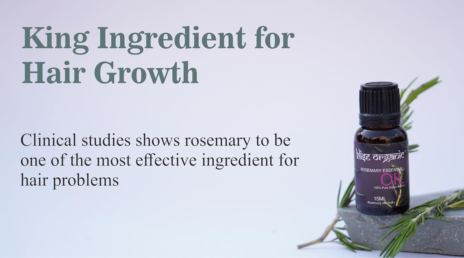Blise organic Rosemary Essential Oil -100% Pure and Naturals for Hair Fall Control and Hair Growth, Undiluted, Natural Aromatherapy for Diffuser, Therapeutic Grade 15 mL (0.5 oz), Non GMO