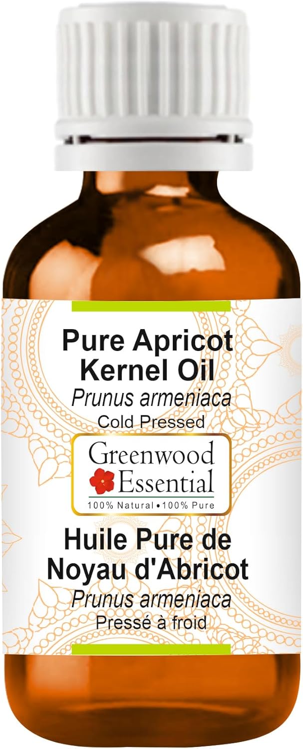 Greenwood Essential Apricot Kernel Oil (Prunus armeniaca) | Cold Pressed | Natural | Undiluted | for Diluting Essential Oils | for Skin & Massage | Men & Women | 30ml (1 oz)
