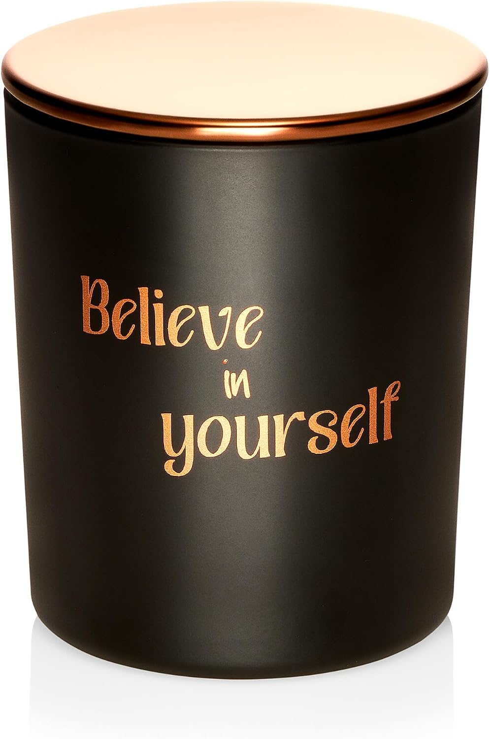 Motivational Candle Gift for Women & Men – “Believe in Yourself”, Scented Soy Wax Candle in Black Glass Jar, Gift-Ready Box
