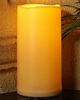 Homemory 6" x 12" Extra Large Outdoor Waterproof Candle with Auto 6-Hour Timer, Ivory Plastic Made, Long Last for Half A Year