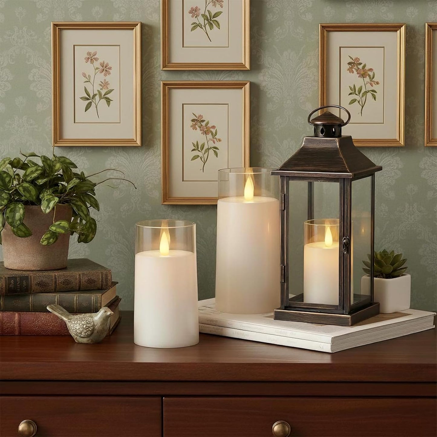 Raycare Flameless Electronic Pillar Candles with Remote Control and Timer- Battery Operated Realistic Flickering LED Fake Candle for Home, Wedding, Valentine's Day Decor, White,Set of 3(3"x4"5" 6")