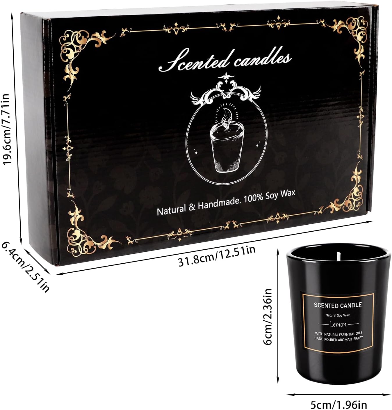 12 Pack Scented Black Candles Gift Set for Dad, Soy Wax Aromatherapy Candles for Home, 12 Masculine Fragrances, Gift from Daughter/Son for June Holiday, Stress Relief & Relaxation for Men