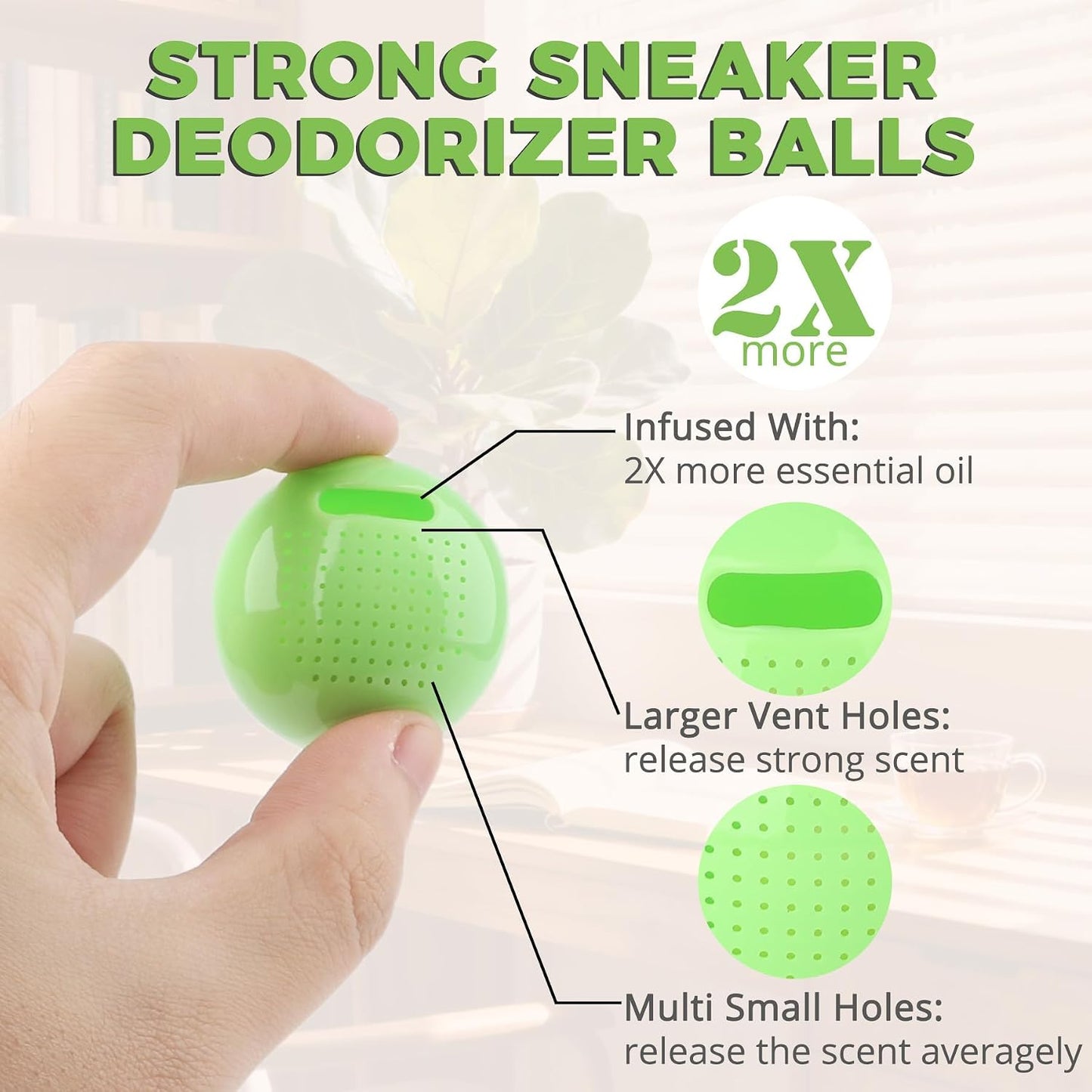 Knixmax Shoe Deodorizer Balls Strong, Odor Eliminator for Sneaker Gym Bag Closet Locker, Work Boot Drawer Freshener, Unpleasant Smell Remover Ball for Men Women Teens, 6 Packs Zen Tea