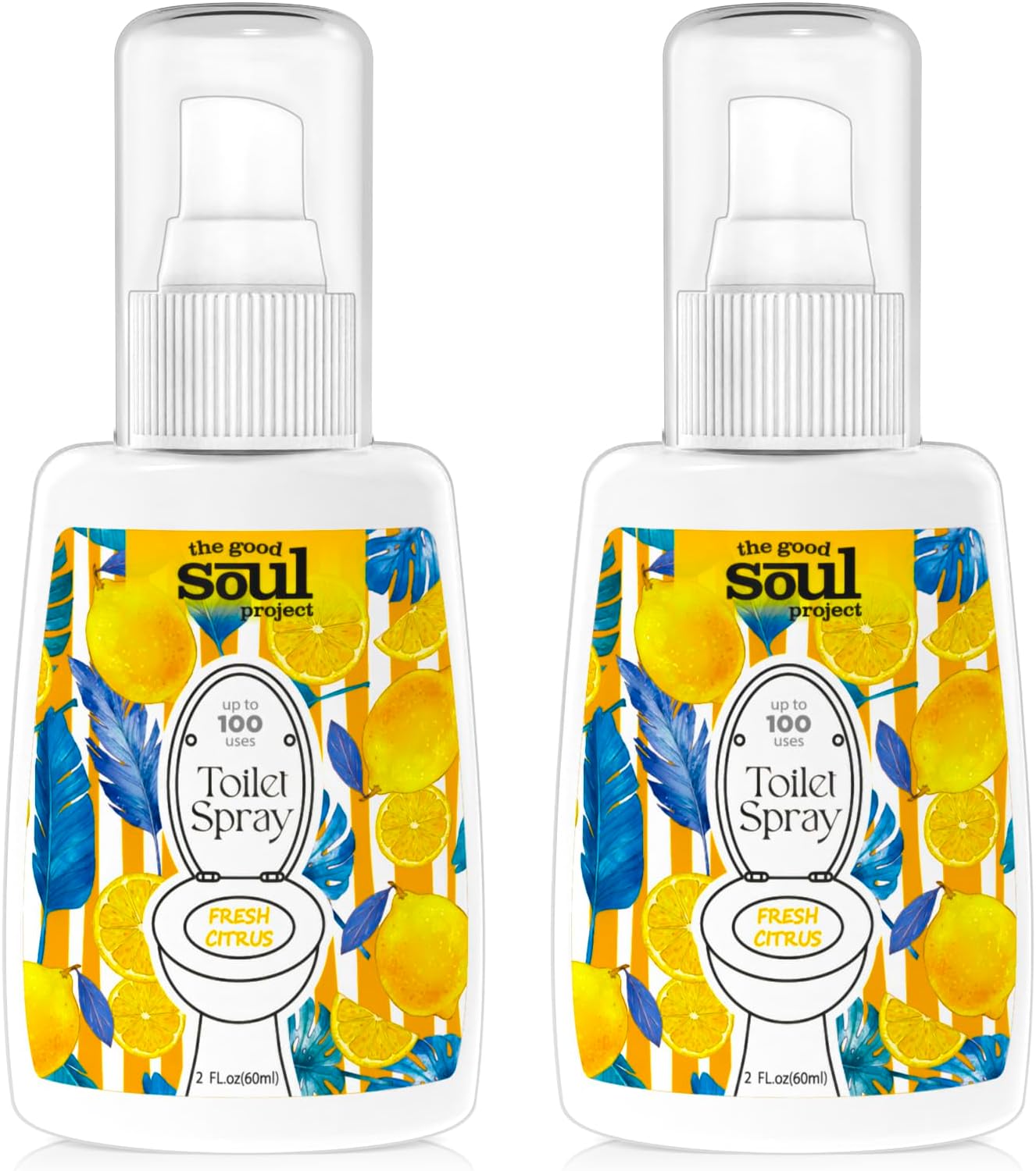 THE GOOD SOUL PROJECT Toilet Spray for Poop, Fresh Citrus, Bathroom Spray Odor Eliminator, 2Fl Oz 2 Pack