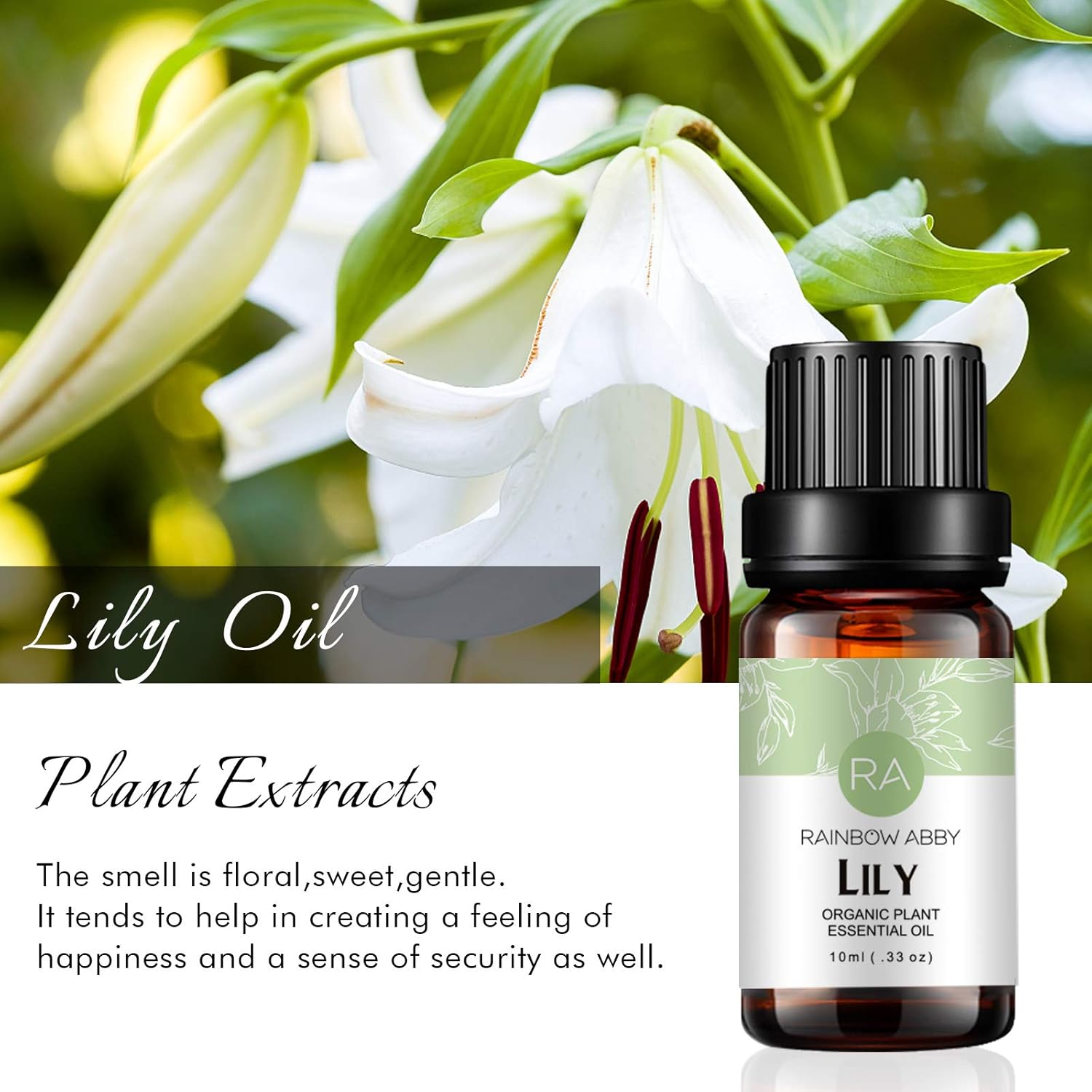 Lily Essential Oil 100% Pure Oganic Plant Natrual Lily Oil for Diffuser Aroma Message Skin Care - 10ML