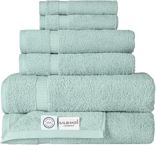 SALBAKOS 100% Turkish Cotton Bathroom Towel Set of 6 | Premium Quality Turkish Bath Towel Set for Gift | Experience Spa Comfort Every Day | Oeko-Tex, Made in Turkey (Seafoam Green, 6 Piece Towel Set)