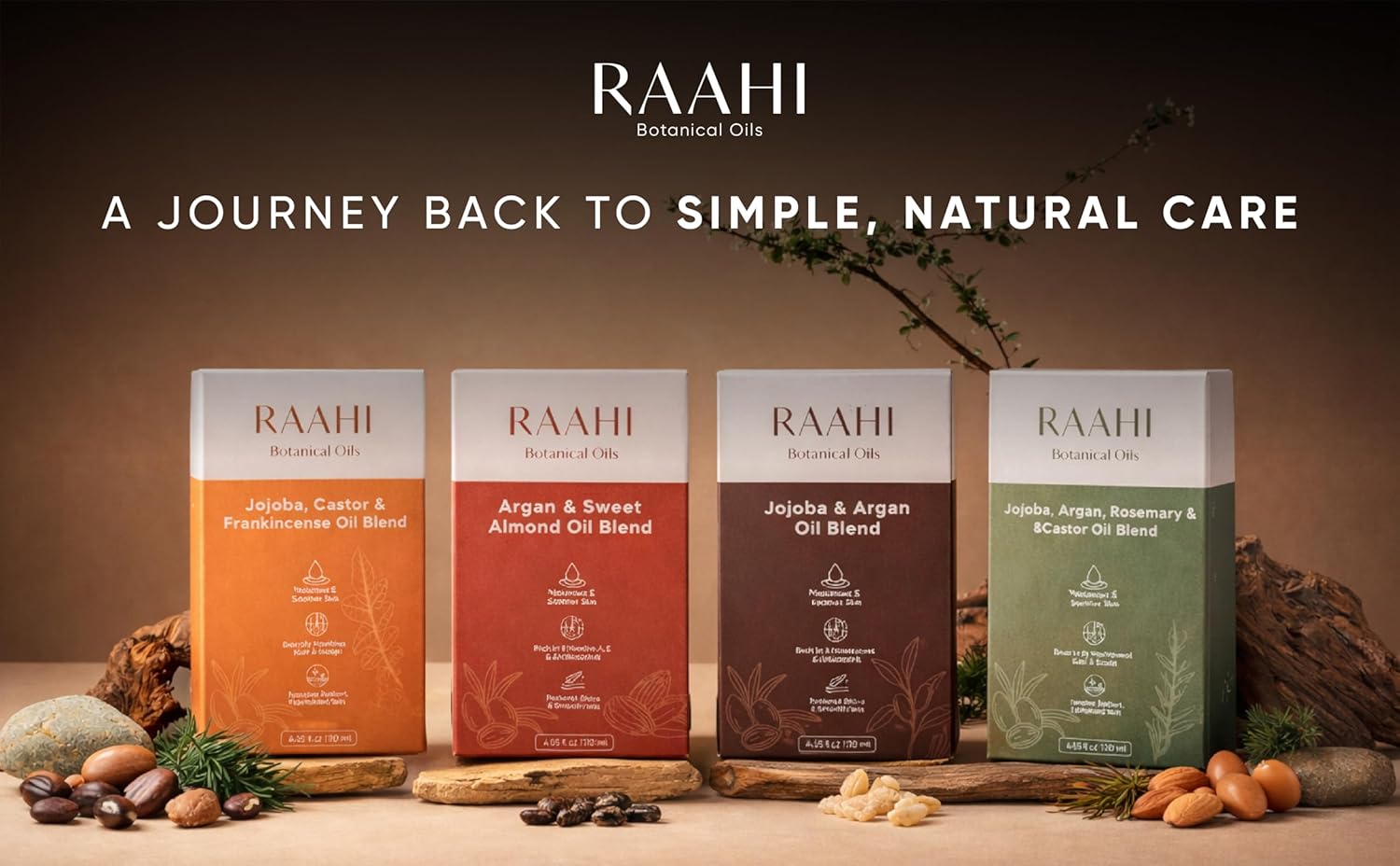RAAHI Argan Oil and Sweet Almond Oil for Hair and Skin, 8.45 fl oz / 250 ml, Lightweight Non Greasy Moisturizer for Face, Body, Scalp and Hair