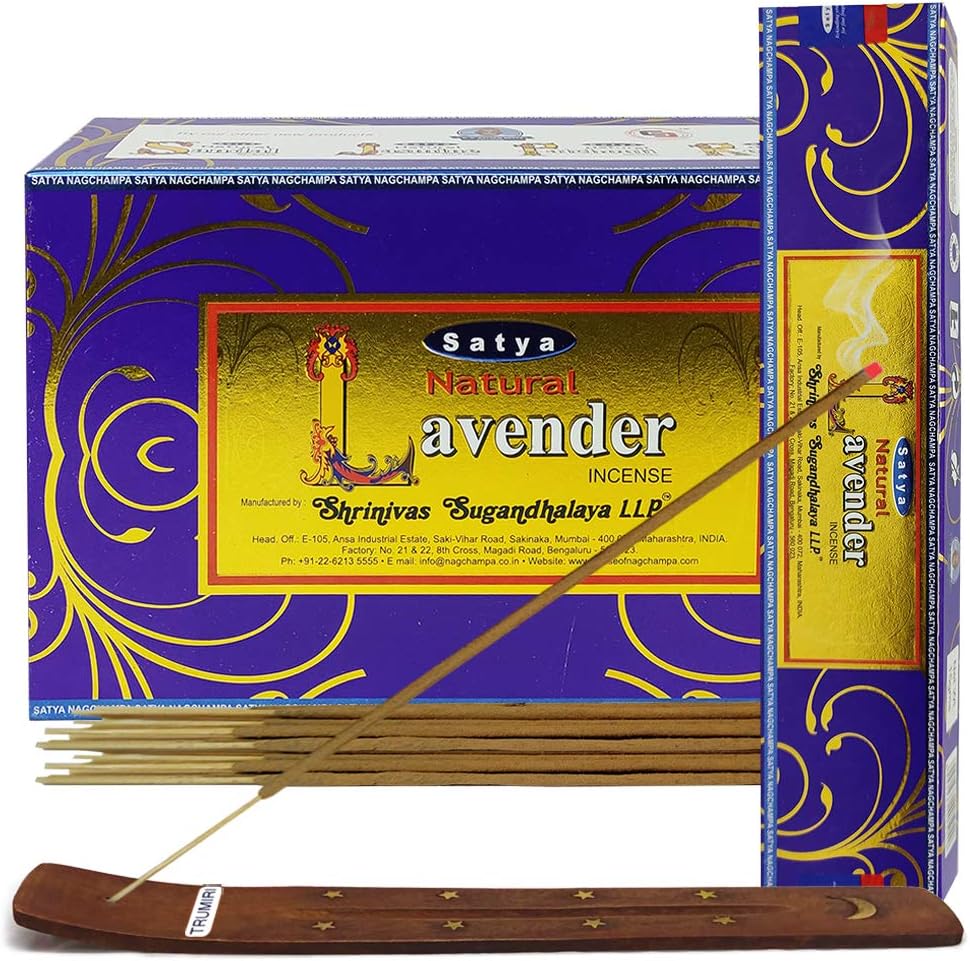 Natural Lavender Incense Sticks and Incense Stick Holder Bundle Insence Insense Satya