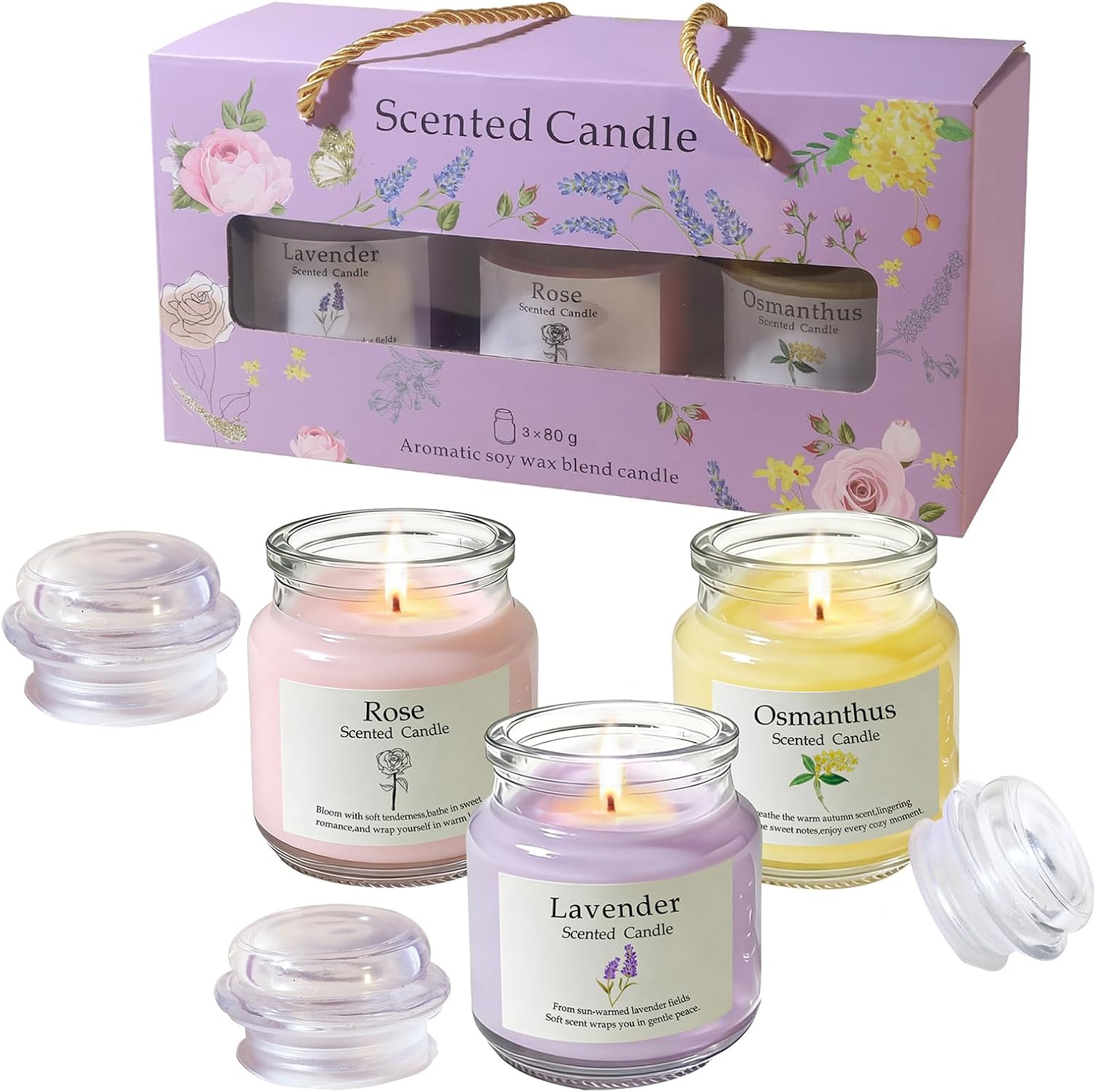 2026 Scented Candles for Women, 8.5oz(3x80g),Soy Wax Aromatherapy Candles for Girls Birthday,3 Votive Candles for Stress Relief, Graduation Gift.