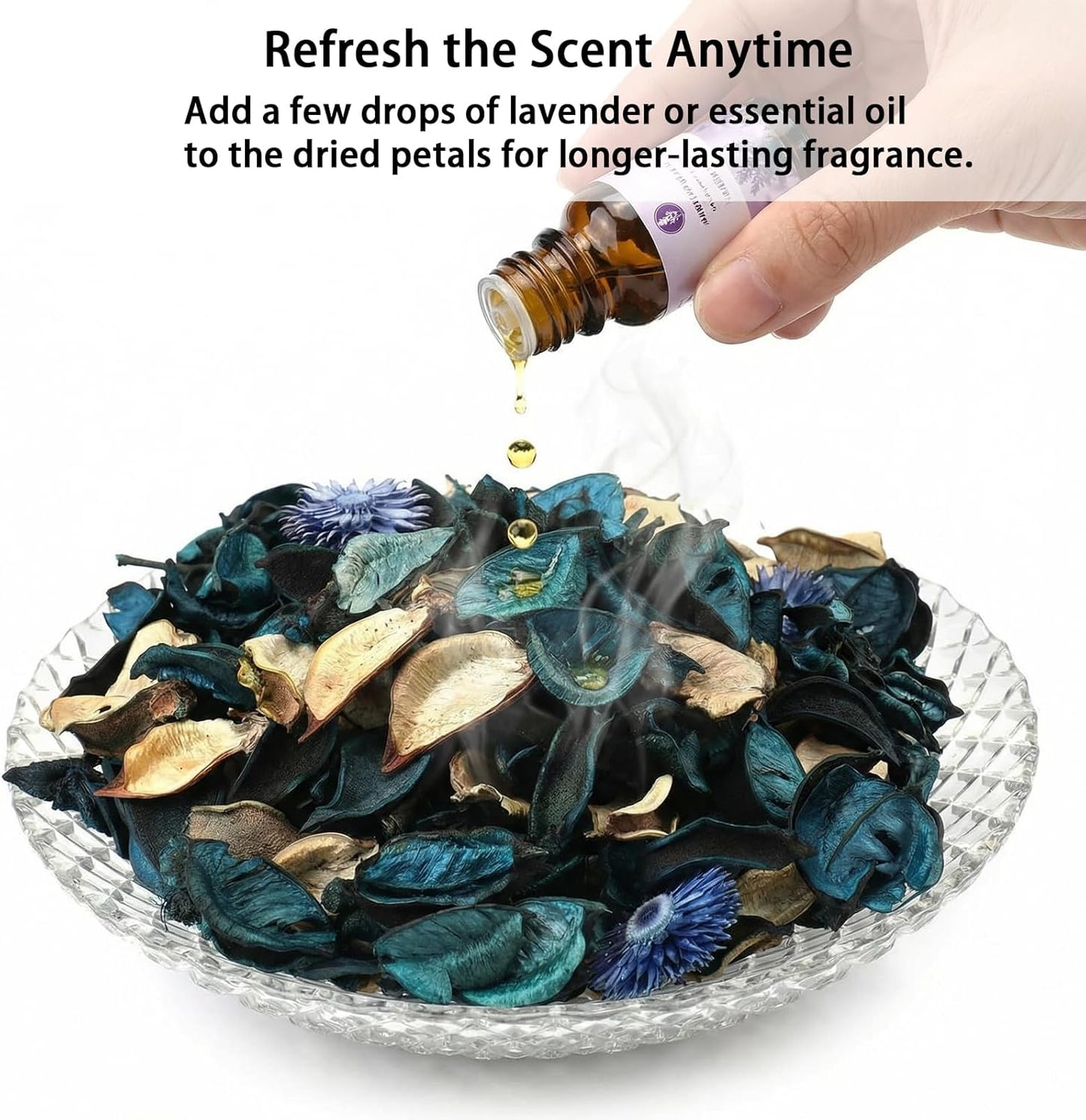 Yesland 3 Pack Potpourri Bag, Ocean Scent Fresh Perfume Sachet of Dried Flower Petals, Perfect Bowl and Vase Decorative Filler for Home & Office, 5oz (Blue)