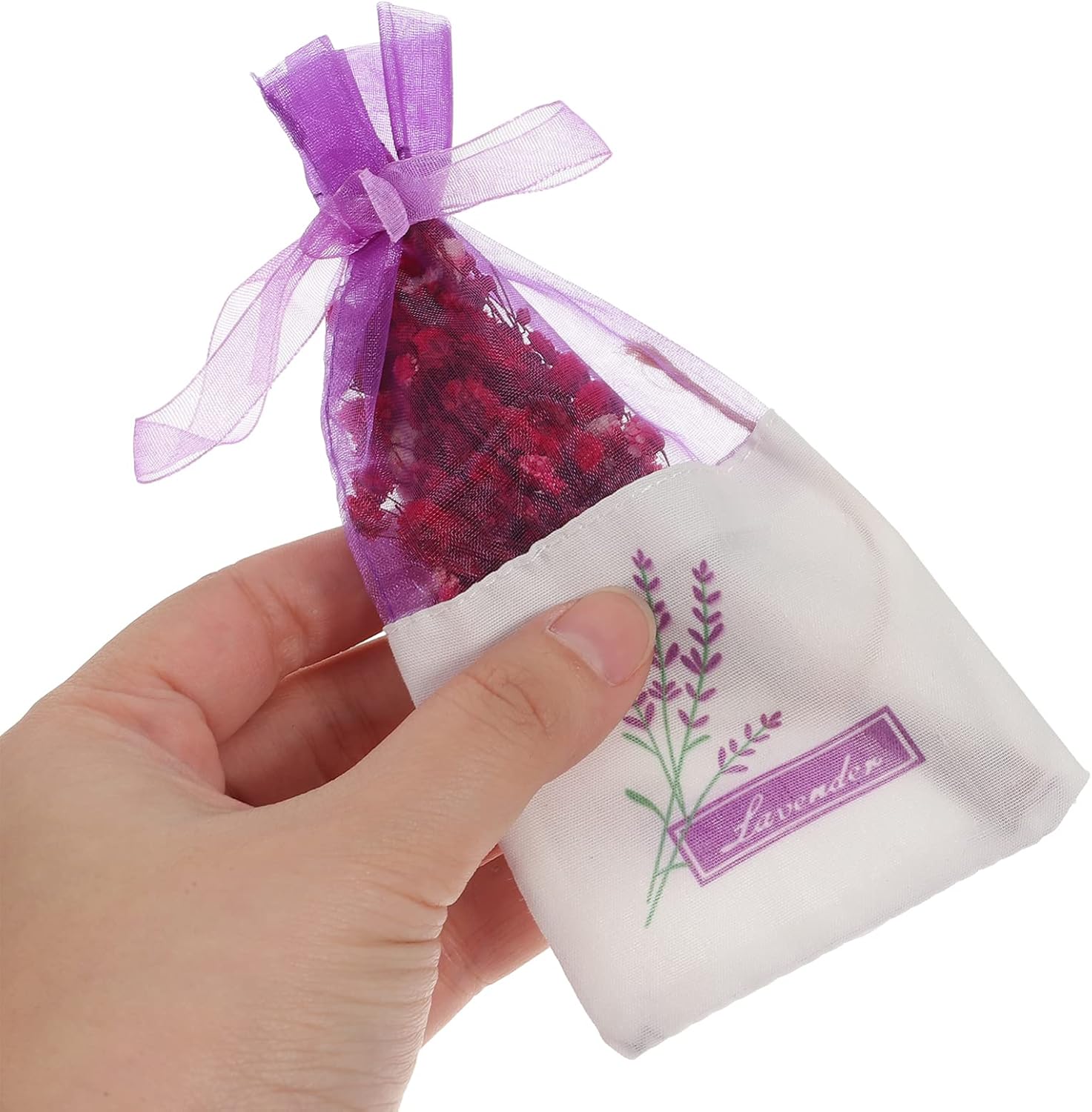 Gatuida 30 Pcs Empty Sachet Bags Flower Printed Drawstring Purse for Dried Herbs Lavender Storage Portable Home Fragrance Sachets 6.49X2.83In
