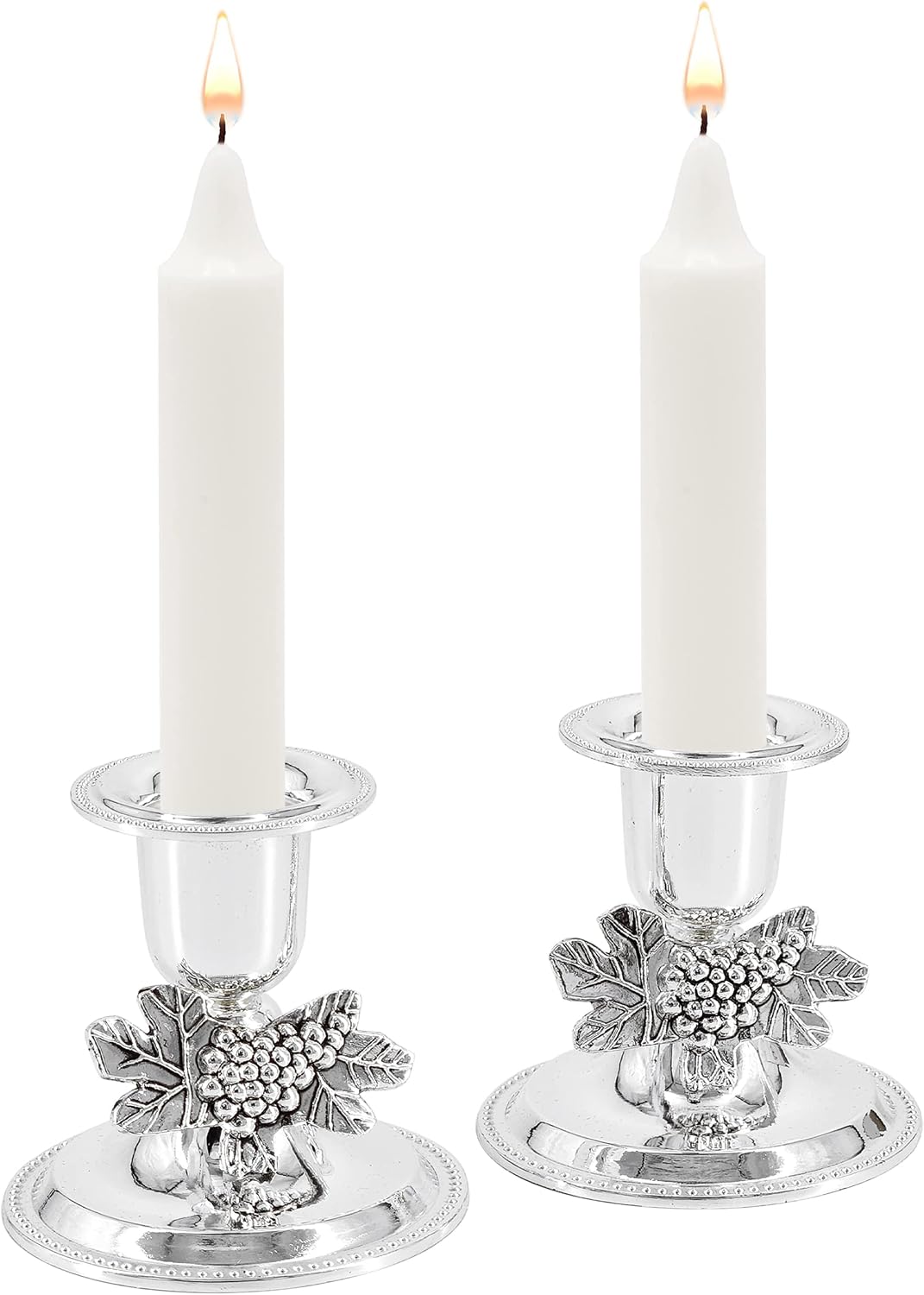 The Dreidel Company Shabbat Candlesticks Candle Holders Silver Plated, 2 Candlesticks Set (Single)