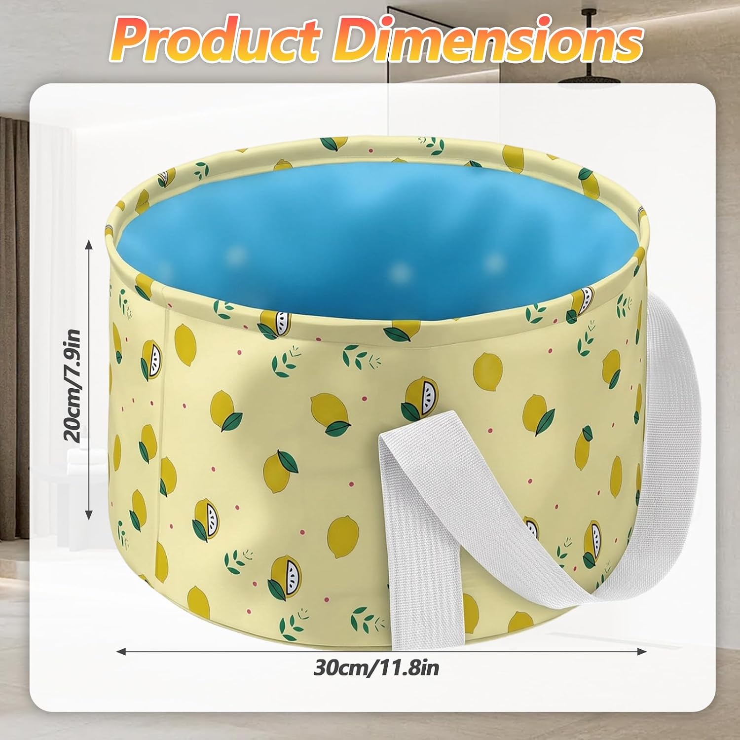 Foldable Bucket for Soaking Feet, Portable Foot Bath Tub Spa Basin Yellow Footbath Bucket for Travel Home Pedicure Outdoor Camping/Wash Face Vegetables Fruits(Yellow)