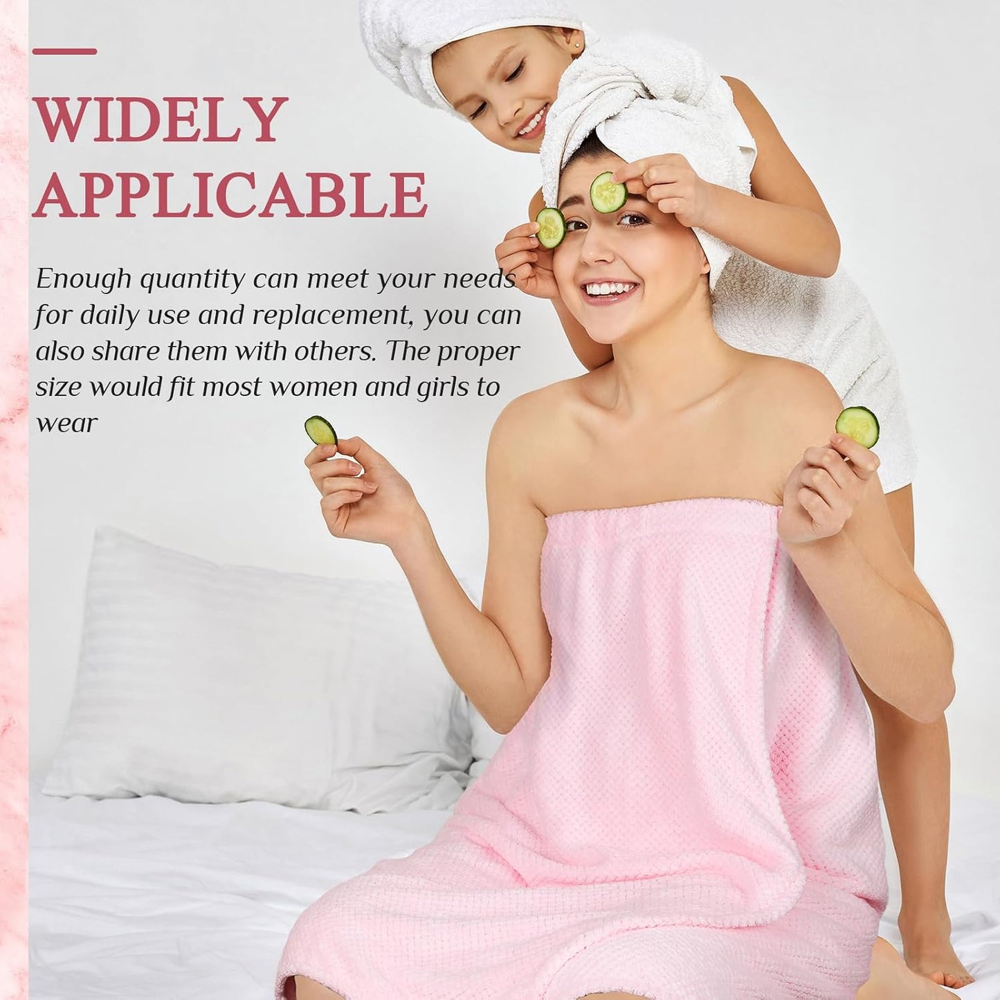 Tigeen 8 Pcs Spa Wraps for Women,Towel Wrap Waffle Spa Robe with Adjustable Closure Elastic Lightweight for Bath Shower(Pink,Medium)