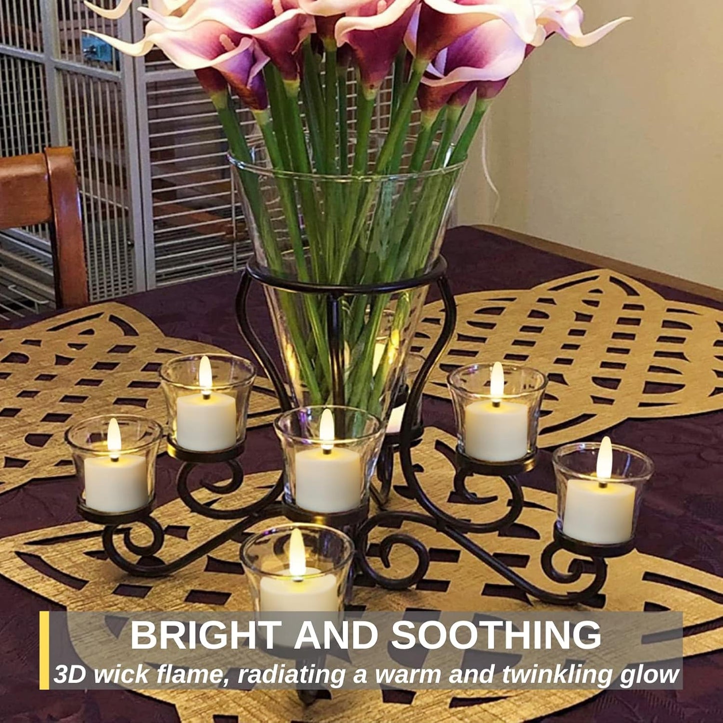 Homemory Flameless Rechargeable Tea Lights with Remote Timer - LED Tea Lights Battery Operated, Realistic Flickering for Home Holiday Decor, Wedding Table Centerpieces, 6-Pack (Φ 1-1/2''×H 2-1/3'')