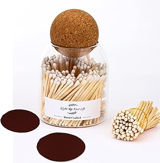 White Matches Included (150Pcs), Match Holder with Striker, Match Cloche with Striker, Safety Matches for Candles with Striker, 150Pcs 3'' Candle Matches, Long Fireplace Matches for BBQ Grill