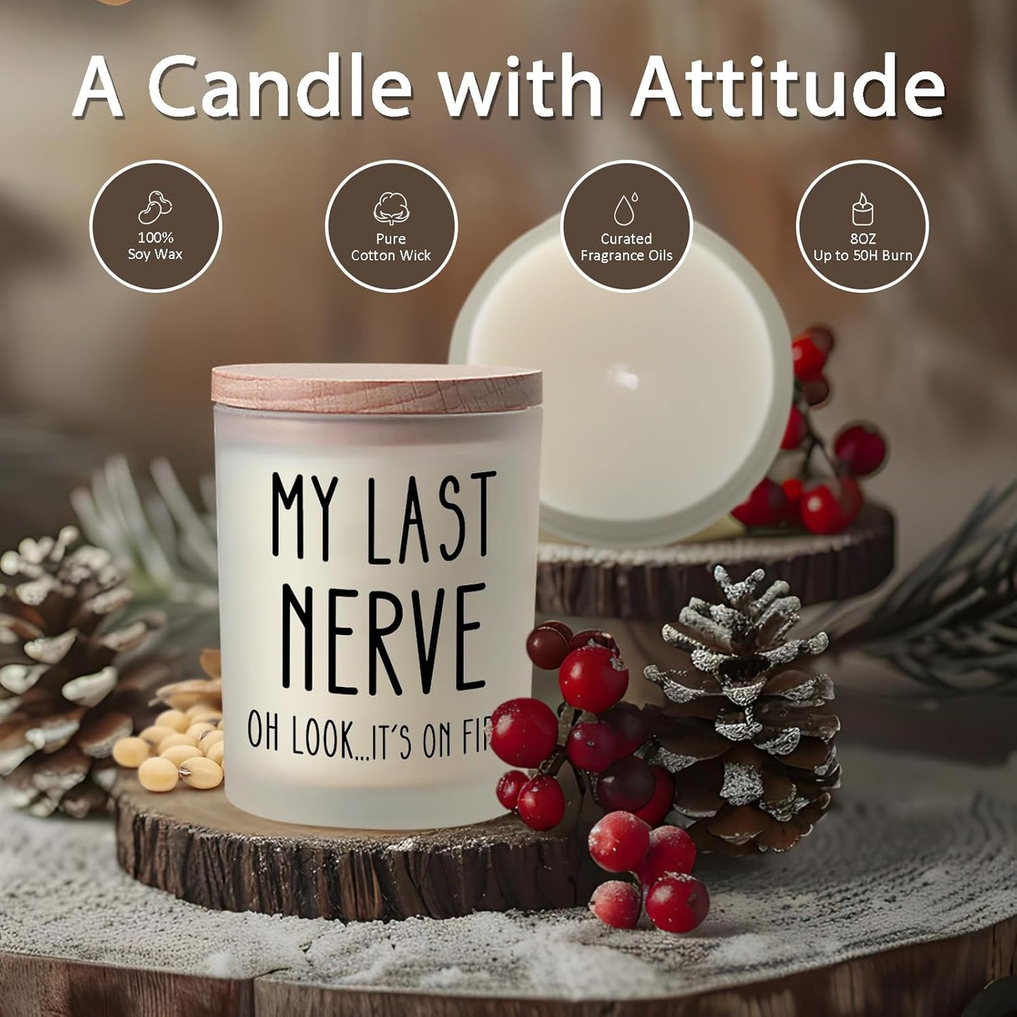 Birthday Gifts for Women Men, Husband Wife Birthday Gift Ideas, Unique Home Decor Friendship Gifts for Women, Funny Gift for Him Her Dad Mom Sister Teacher Coworker Best Friend, My Last Nerve Candle