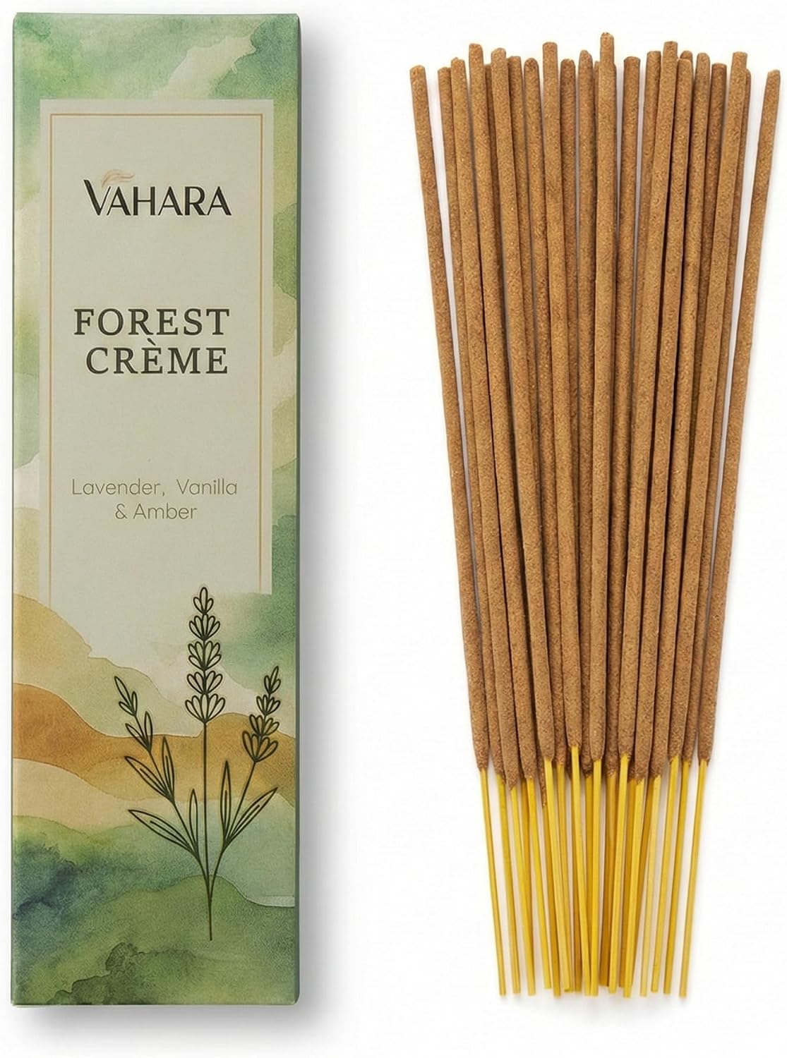 Masala Incense Sticks Forest Crème 100g Natural Hand Rolled Masala Incense with Lavender Vanilla and Amber Fragrance Notes for Meditation Relaxation and Home Fragrance