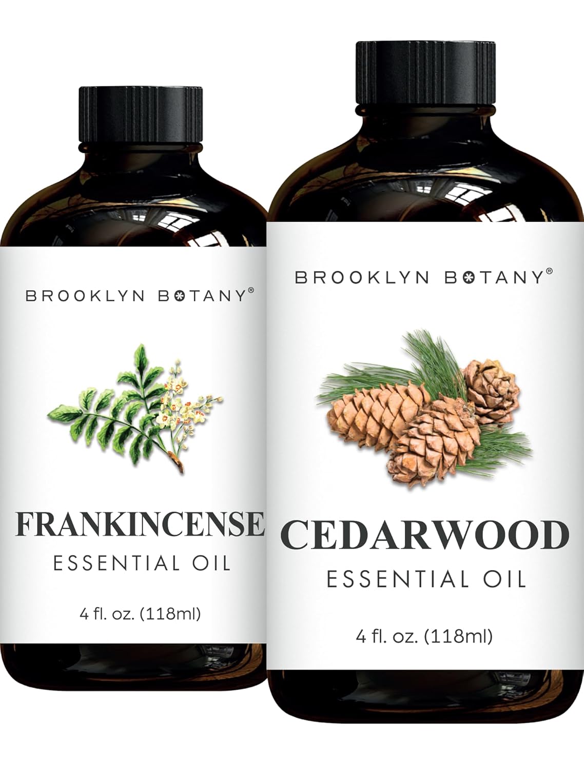 Brooklyn Botany Frankincense & Cedarwood Essential Oils – 4 Fl Oz (Pack of 2) – 100% Pure & Natural – Earthy & Grounding Aromatherapy Blend