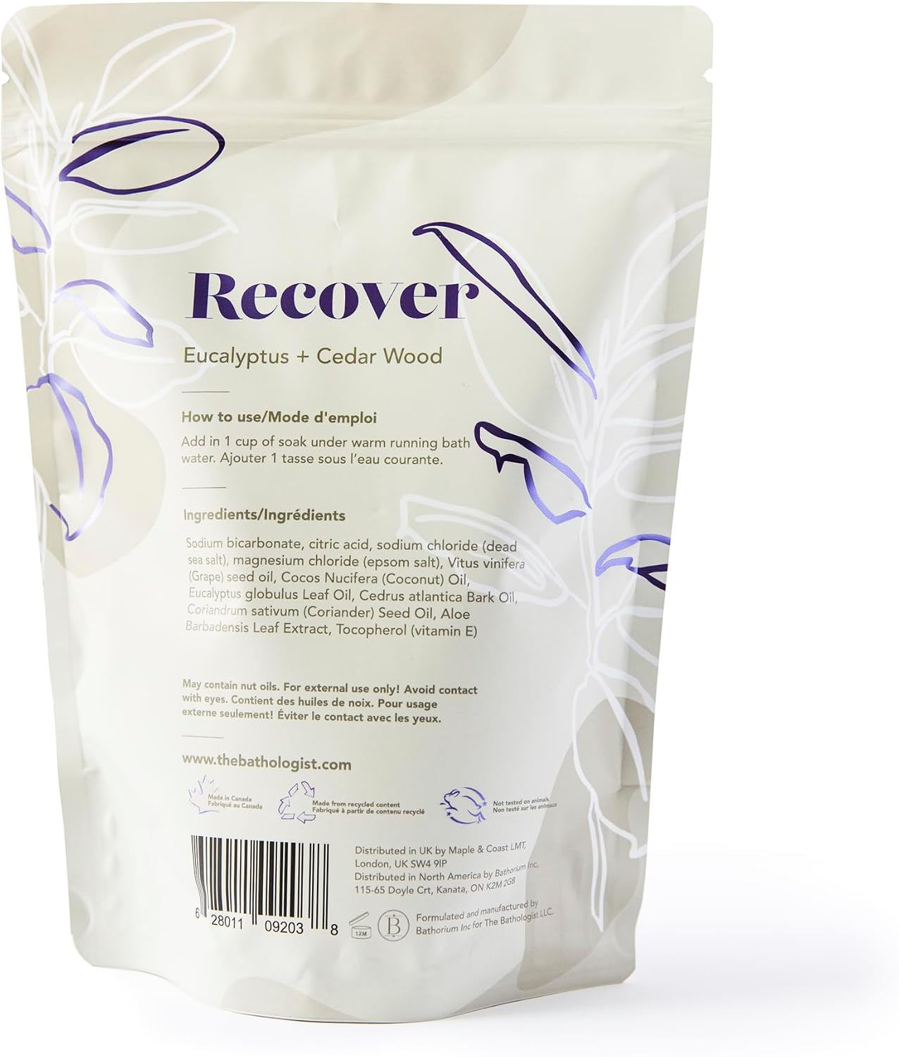 The Bathologist Recover Fizzy Bath Soak, Shea Butter & Epsom Salt, Mineral Therapeutics, Exfoliating for Dry Skin, Vegan & Cruelty-Free, 32 oz