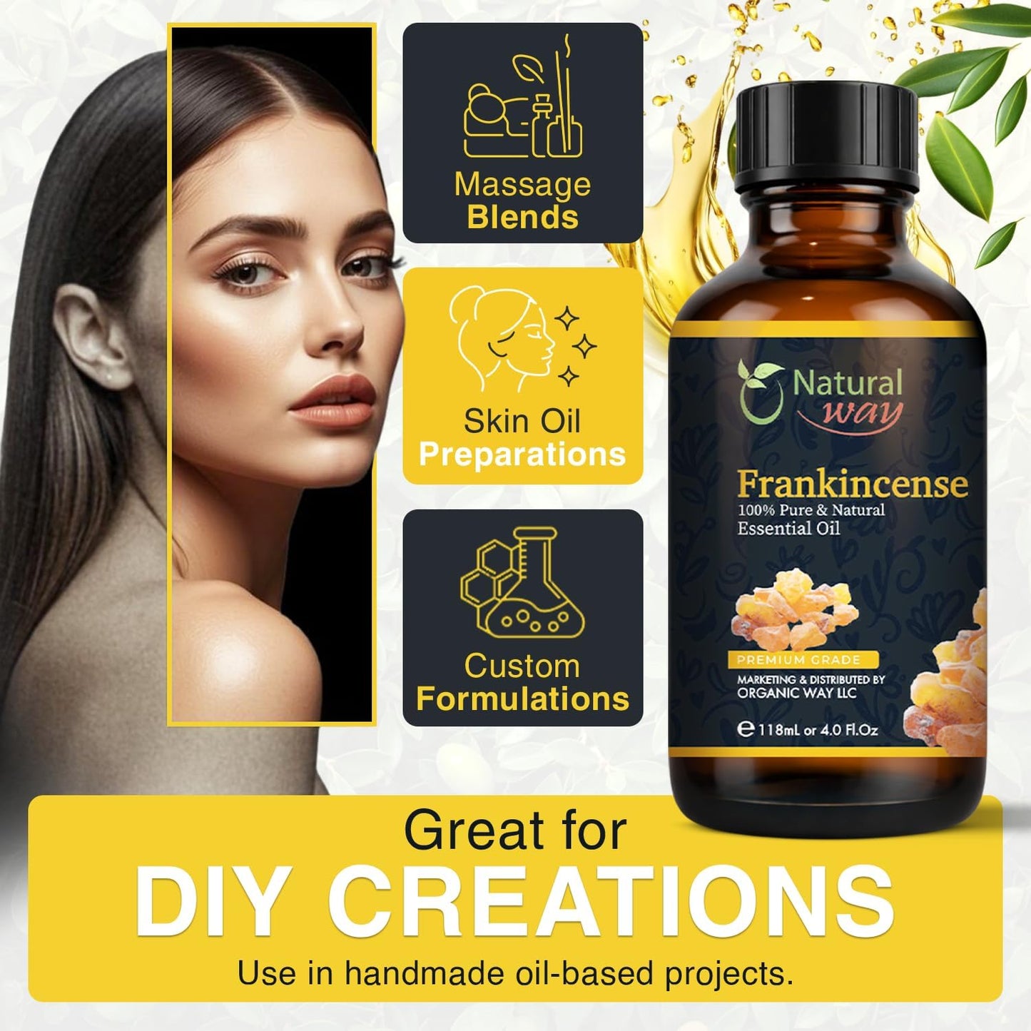 Frankincense Essential Oil | Pure Aromatherapy Oil for Diffusers, Hair Growth, Skin, Scalp Care, Massage | Refreshing Hair Oil for Women & Men | Natural Essential Oil for Diffuser | 4 Fl Oz (120 mL)