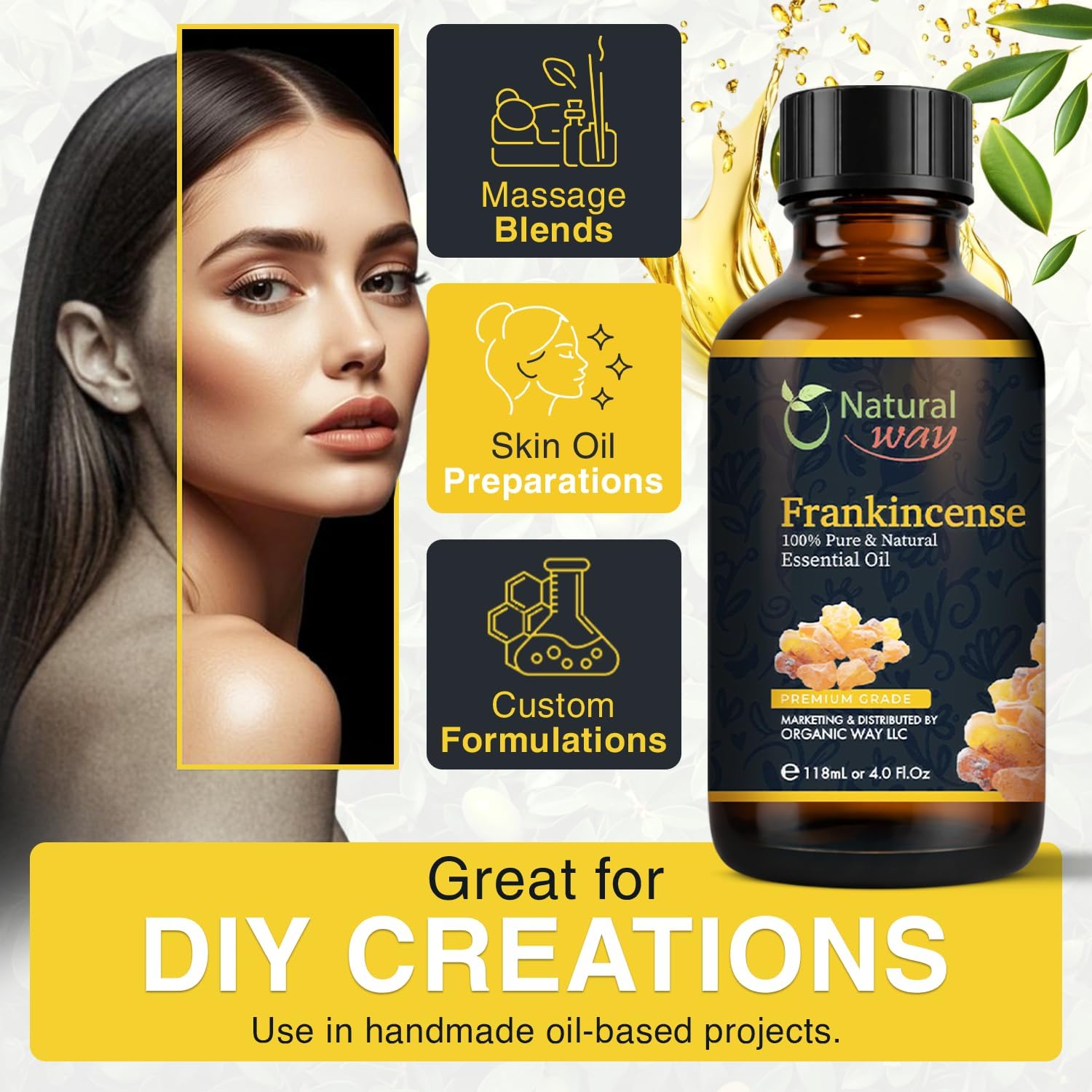 Frankincense Essential Oil | Pure Aromatherapy Oil for Diffusers, Hair Growth, Skin, Scalp Care, Massage | Refreshing Hair Oil for Women & Men | Natural Essential Oil for Diffuser | 4 Fl Oz (120 mL)